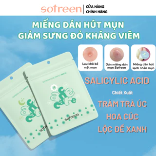 SOFREEN Miếng Dán Hút Mụn Giảm Sưng Đỏ Với Salicylic Acid, Tràm Trà Úc, Hoa Cúc Ngày Và Đêm 24 Miếng |Che Mụn Tự Nhiên|