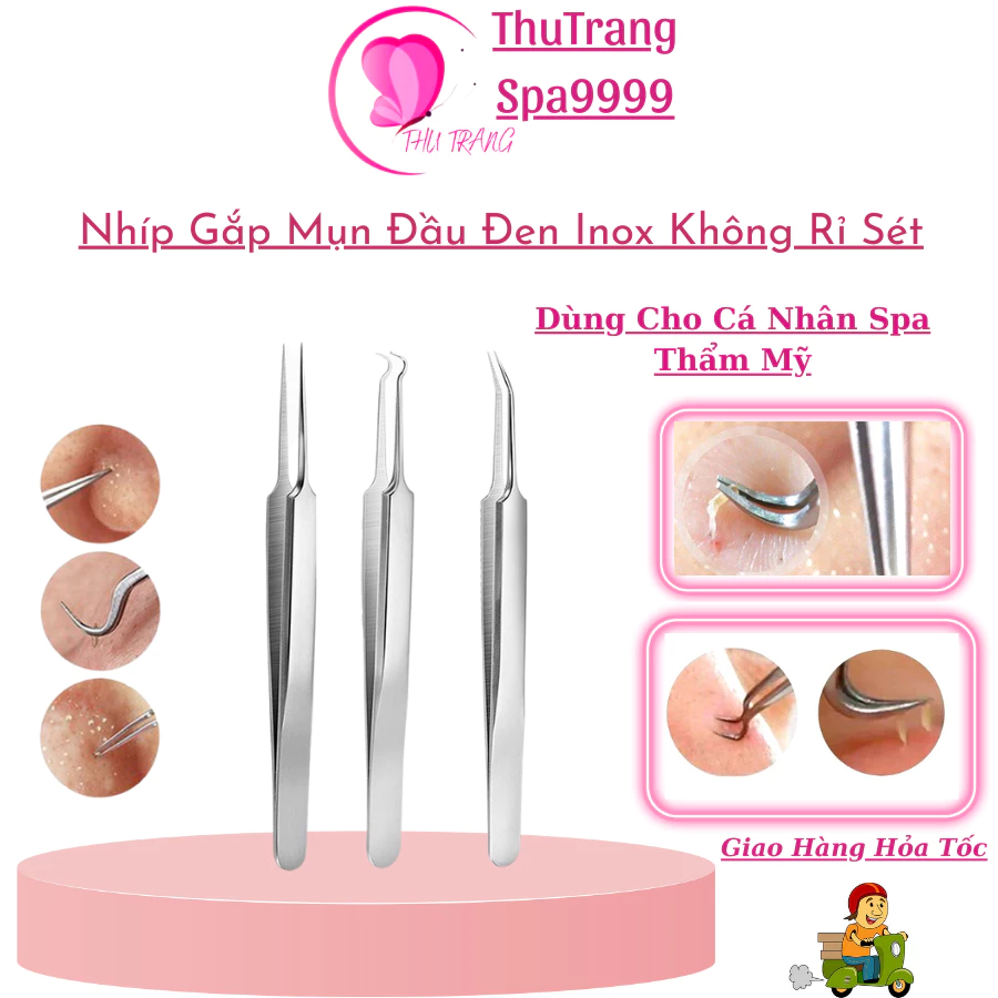 Nhíp Lấy Mụn Đầu Đen Dụng Cụ Gắp Mụn | Chuyên Nghiệp Dùng Trong Spa Thẩm Mỹ