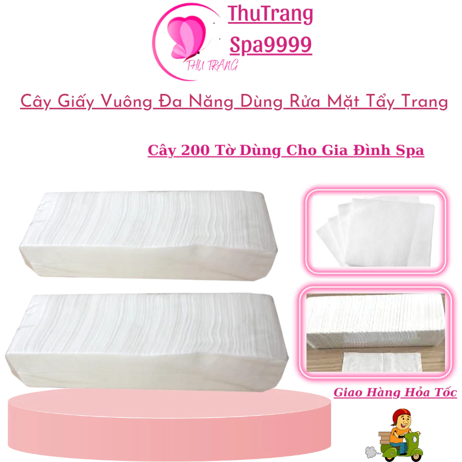 Giấy Lau Mặt Rửa Mặt Tẩy Trang Đa Năng | Cây 200 Tờ Dùng Cho Gia Đình Spa Thẩm Mỹ.