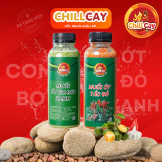 COMBO 2 chai Muối ớt đỏ + muối ớt xanh CHILL CAY  Sốt muối ớt tắc đỏ nhà làm dùng chấm hoặc trộn SIÊU NGON chai 150g