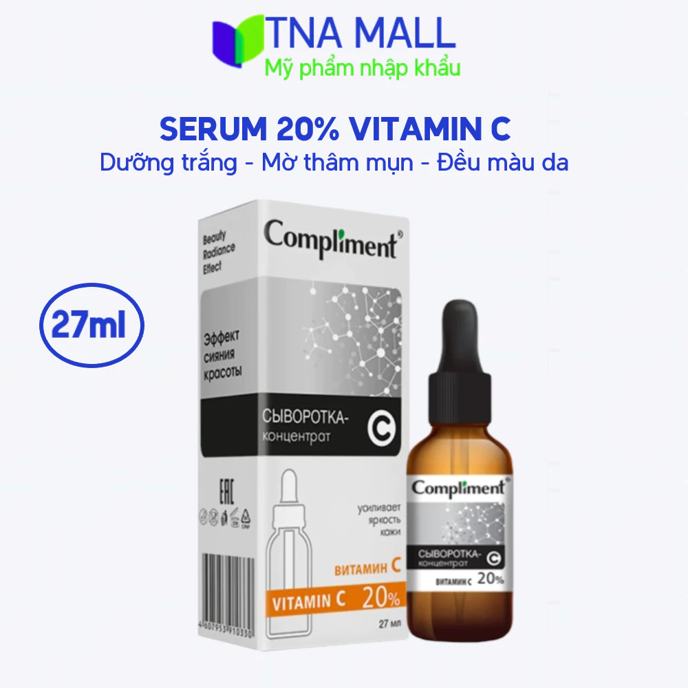 Serum 20% Vitamin C Compliment 27ml, giúp dưỡng trắng, mờ thâm, làm đều màu da, dưỡng da căng bóng, tươi trẻ