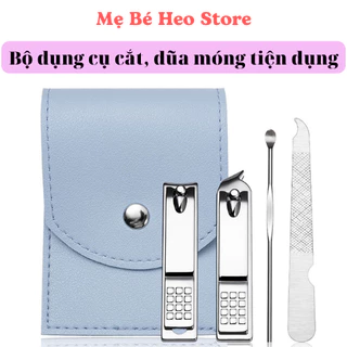 Bộ set dụng cụ bấm dũa móng tay thép không gỉ 4 món kèm túi da PU