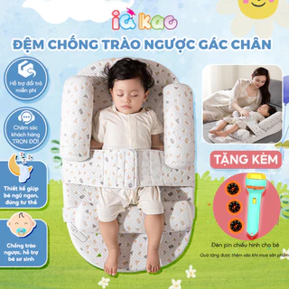 Đệm gối chống trào ngược cao cấp IQKAO đai đeo, kèm gối chặn, hỗ trợ bé sơ sinh, giúp ngủ ngon, đúng tư thế - BI01