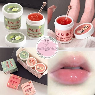 Hủ son dưỡng môi hồng Uslike hương trái cây dưỡng ẩm mềm môi, Set 3 son dưỡng hồng môi Uslike cho môi ẩm mịn cả ngày