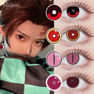 Midroo 1 cặp Demon Slayer Dòng kính áp tròng 0 Độ 14.2~14.5mm Tanjirou Và Nezuko Và Mitsuri Cosplay Lens