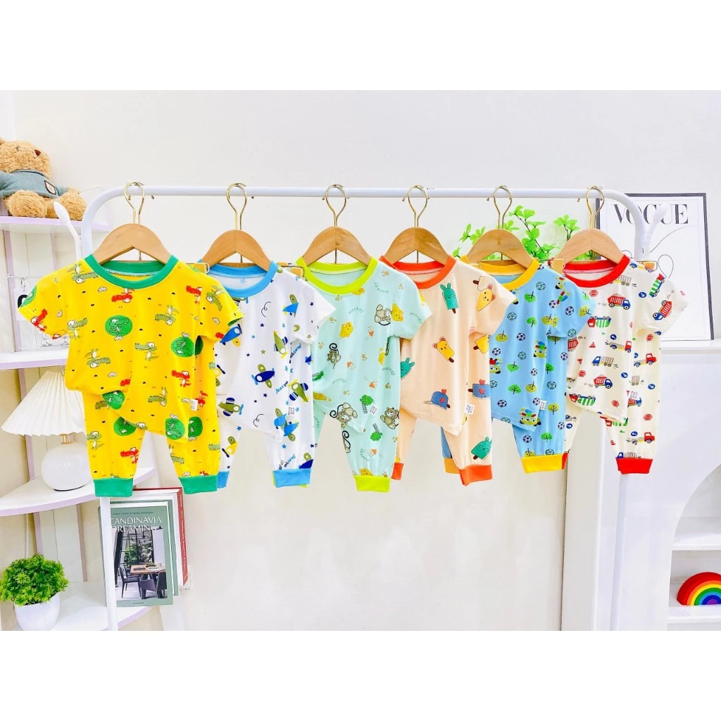 (Bé 5-15kg) Bộ thun Lạnh In họa tiết Hình Động Vật Dễ Thương Cho Bé