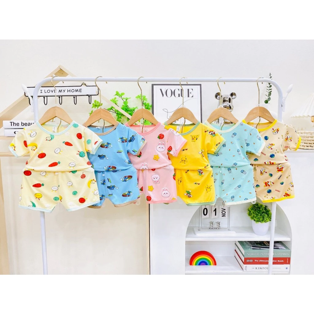(Bé 5-15kg) Bộ cộc tay cho bé trai gái,quần áo trẻ em chất vải thun lạnh