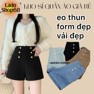 Quần short nữ thời trang eo thun đính nút co giãn thoải mái