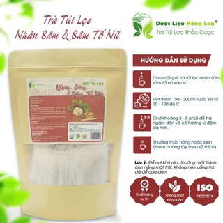 Trà Túi Lọc Nhân Sâm & Sâm Tố Nữ 90g (30gói x 3g) Dược Liệu Hồng Lan - Giúp cân bằng nội tiết tố, chống lão hóa, tăng vò