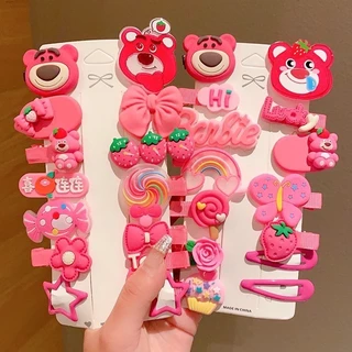 Set 14 Kẹp Tóc HÌNH GẤU DÂU LOTSO Dễ Thương Cho Nữ Và Bé Siêu Xinh