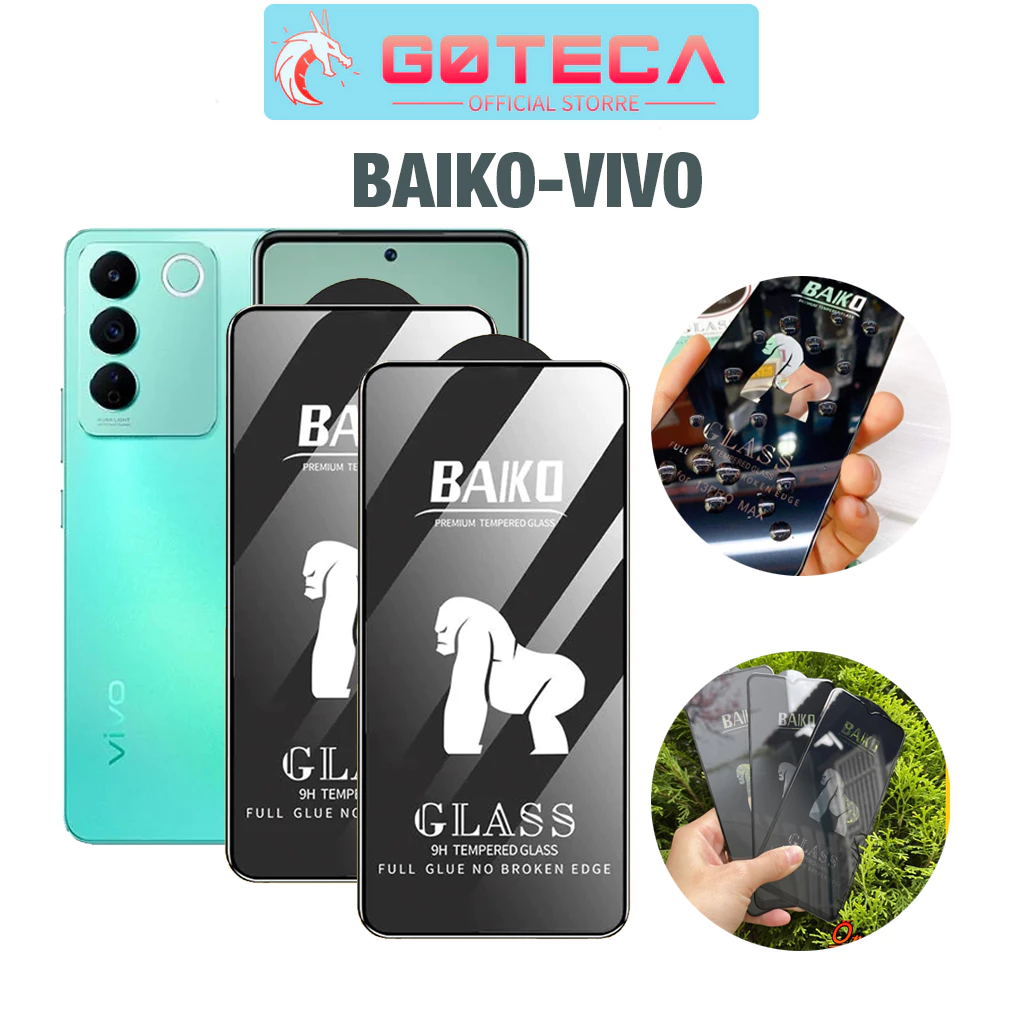 Kính cường lực Baiko Vivo V20 V20SE v23 v21 u10 y33s y21 y12s y20 y51 y53s y16 5g y11 v15 y50 y19 y91 y1s v27e [Baiko]