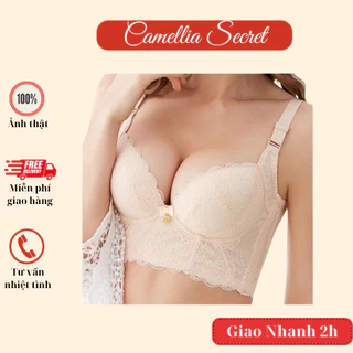 Áo lót ren bản to Bigsize 5 khuy Camellia chống chảy xệ hàng Cao Cấp (Diệt Mỡ Lưng & Mỡ Nách]  BLS66