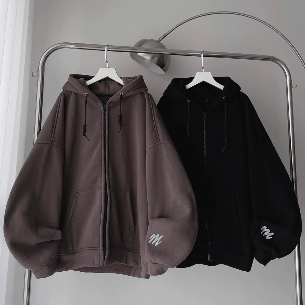 Áo Khoác Hoodie dây kéo Phản Quang vải nỉ lót bông dày dặn form rộng khoác ngoài form bigsize nam nữ