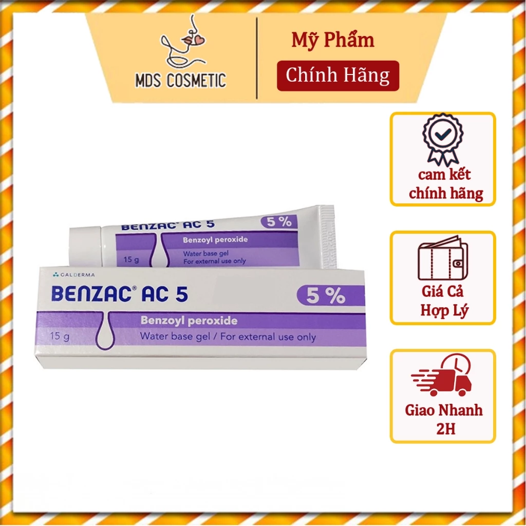 Kem chấm mụn Benzac AC 5 Galderma (5% Benzoyl Peroxide) - 15g