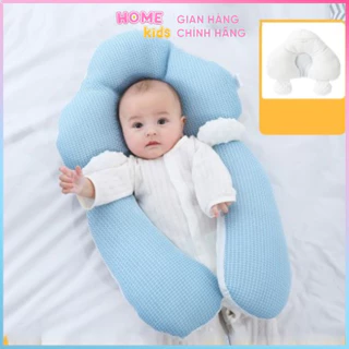 Gối chữ U cho bé sơ sinh Homekids chống giật mình chống méo đầu, có dây rút điều chỉnh 3 đầu giúp bé sơ sinh ngủ ngon