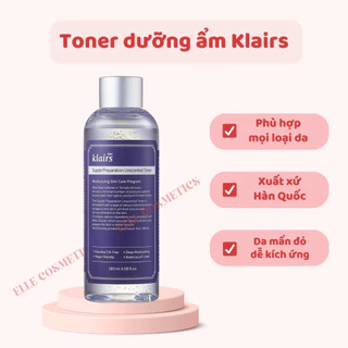 Toner dưỡng ẩm Klairs không mùi làm mềm da, phục hồi, làm dịu da - Nước hoa hồng dưỡng ẩm 180ml