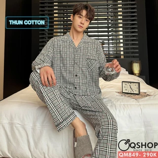 Bộ đồ ngủ Pijama nam thun Cotton quần dài tay dài mặc nhà mặc ngủ thoải mái QSHOP - QM849