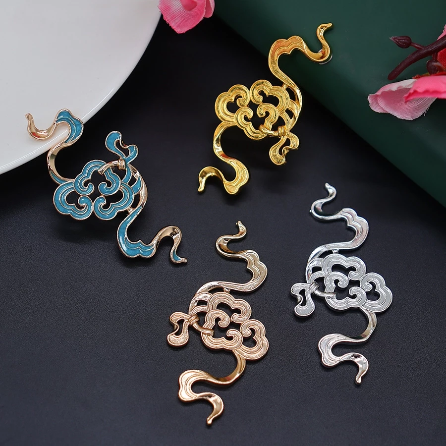 Phiến đúc dải lụa thắt nút vân mây sơn màu nguyên liệu làm trâm trang sức cổ trang cosplay NL1285