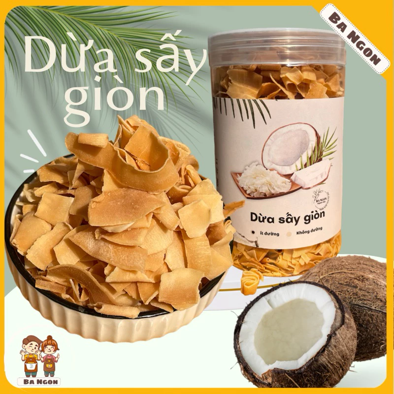 Dừa non sấy giòn - ít đường- không đường- không bột phủ - ảnh shop tự chụp