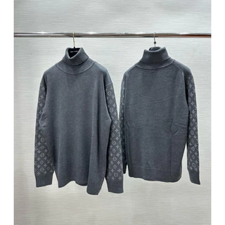 ⚡️[Hight Quality] - Áo Len Lv- Len Cổ Lọ Lv Turtleneck LeVi Monogram Check Tay Grey- Bản Cao Cấp Chuẩn Hàng Loại 1 Qc