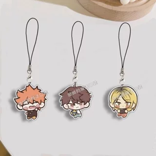 Móc dây treo điện thoại HAIKYUU! ver MÁ ĐỎ in hình chibi mica trong acrylic móc khóa anime bóng chuyền