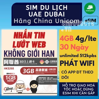 Sim du lịch 4G Dubai UAE tuỳ chọn gói dung lượng tốc độ cao dùng trong tối đa 30 ngày