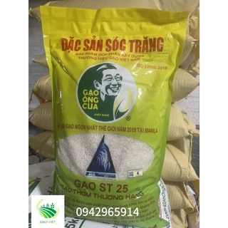 Gạo ST25 Ông Cua chính hãng 5kg, bao check QR