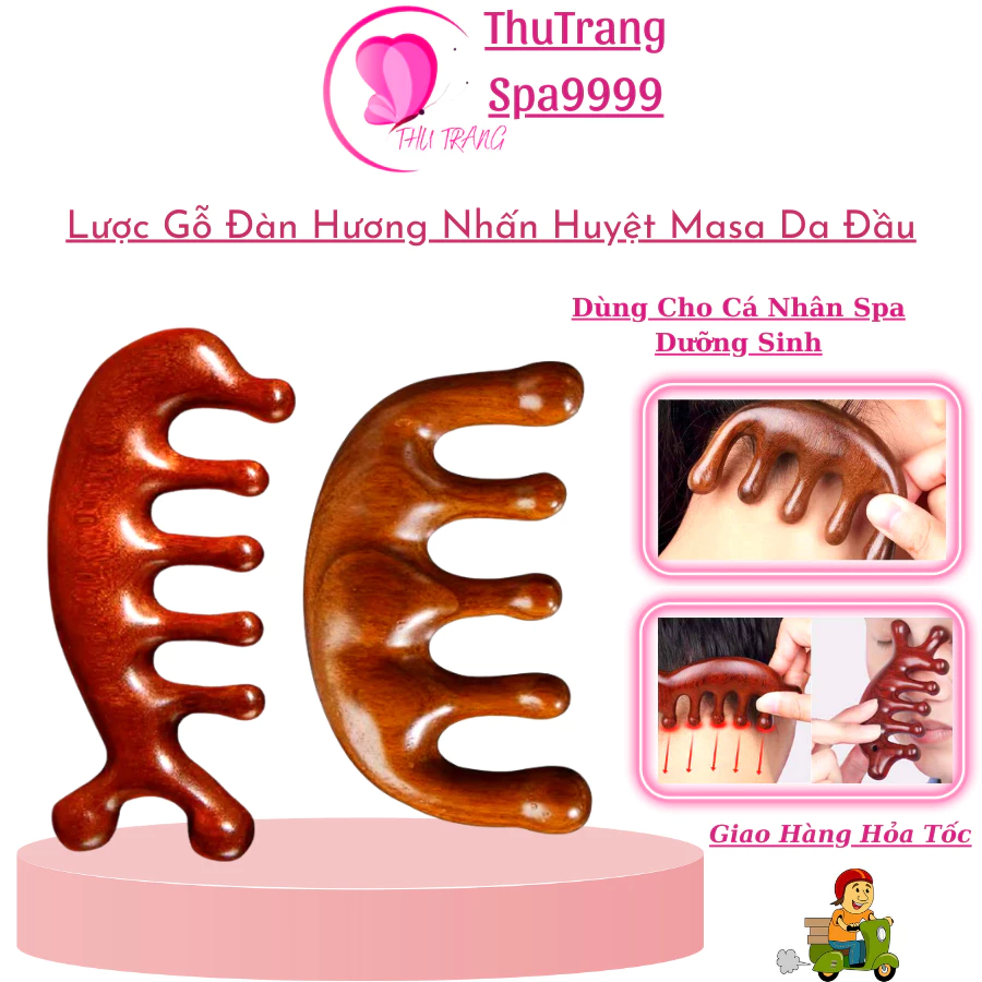 Lược Gỗ Đàn Hương Massage Da Đầu | Nhất huyệt Đạo Thư Giãn Dùng Cá Nhân Spa Dưỡng Sinh