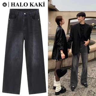 ĐEN KHÓI NHẠT V2 - QUẦN JEANS ỐNG RỘNG PHỦ GÓT