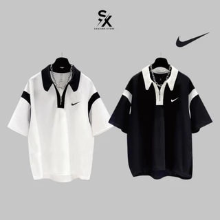 Áo thun Nike cổ polo nam nữ chuẩn form unisex oversize cao cấp chính hãng chất cotton 100% co dãn 4 chiều thoáng mát