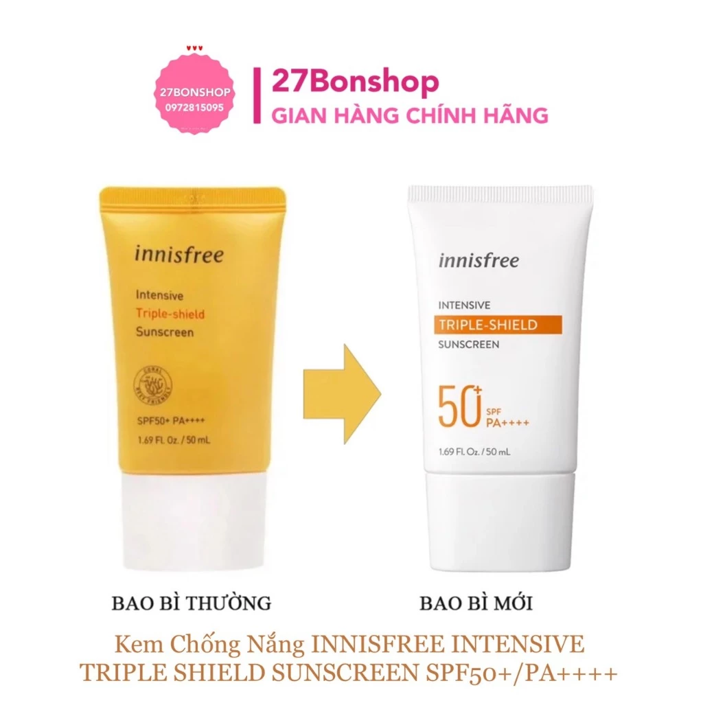 KEM CHỐNG NẮNG INNISFREE INTENSIVE TRIPLE SHIELD SUNSCREEN SPF50+/PA++++ (CHỐNG TRÔI NƯỚC)