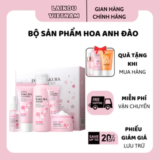 Bộ 5 sản phẩm chăm sóc da LAIKOU hoa anh đào Nhật Bản giúp cấp ẩm, làm sáng da, đều màu da, mờ thâm nám