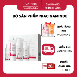 LAIKOU Bộ 4 sản phẩm Niacinamide giúp trẻ hoá da, săn chắc da làm trắng sáng da