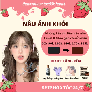 Thuốc nhuộm màu NÂU ÁNH KHÓI kèm trợ dưỡng găng tay thuocnhuomtoc60k.hanoi