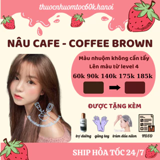 Thuốc nhuộm tóc màu NÂU CÀ PHÊ/NÂU COFFEE/COFFEE BROWN kèm oxy trợ nhuộm dưỡng và găng tay