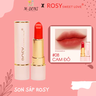 [CAM ĐỎ] Son sáp lì Rosy không chì, an toàn cho mẹ bầu, giữ màu 3-4h, dưỡng mềm giảm thâm môi