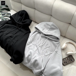 HOODIE BOXY - Áo khoác hoodie thêu đắp vải JJAYS form rộng mũ to nam nữ unisex màu XÁM TRẮNG/XÁM CHÌ/ĐEN 🖤