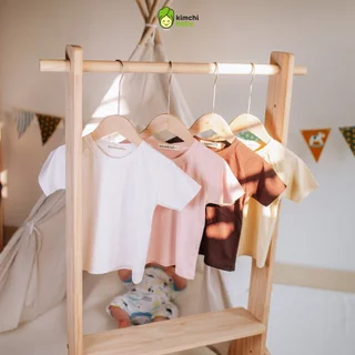 Áo Thun Cho Bé Trai, Bé Gái KIMCHIBABY Vải Cotton 2C Mềm Mại Bảng Màu Trơn Basic, Áo Cộc Tay Trơn Cho Bé Mặc Hè KCA301