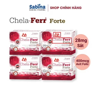 4 Hộp sắt Chela-Ferr Forte . Viên sắt cho bà bầu hỗ trợ bổ sung sắt mẹ bầu  hộp 11.4g  (Olimp Labs)