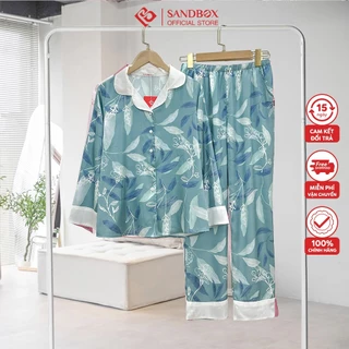 Bộ Đồ Ngủ Nữ Pijama Dài Tay Lụa Latin Cao Cấp Họa Tiết Đẹp Chất Liệu Mát Mềm Mịn Thấm Hút