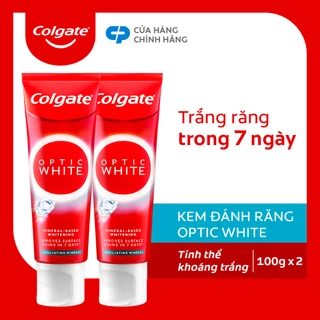 [HB gift] Bộ 2 Kem Đánh Răng Colgate trắng răng Optic White Exfoliating Mineral cho răng sáng bóng 100g/tuýp