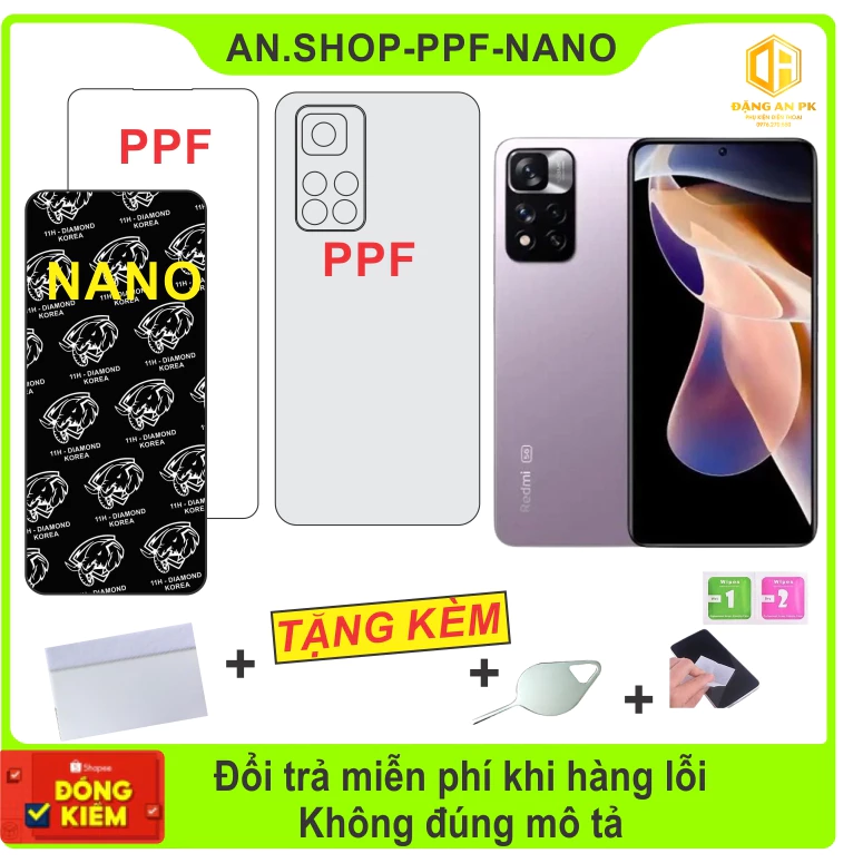 Miếng dán PPF-NANO Xiaomi Redmi Note 11/11Pro 5G/11 Pro/11S/11 Pro+ 5G dán màn hình - dán lưng