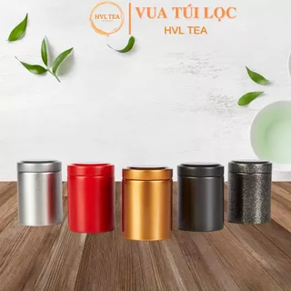 Hộp đựng trà thiếc hình trụ tròn - HVL TEA