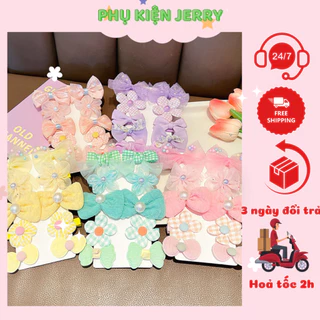 Set 10 kẹp tóc nơ cho bé gái dễ thương phong cách Hàn Quốc đáng yêu - Phụ kiện Jerry