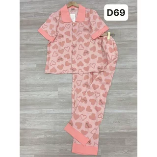 Bộ Pijama Cho Nữ cổ sen CỘC DÀI dễ thương nhiều màu, Đồ bộ mặc nhà pyjama quần dài nữ