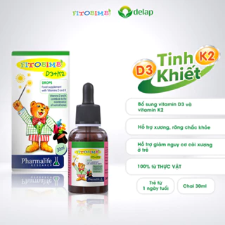 Vitamin Tăng Chiều Cao Fitobimbi D3K2 Hỗ Trợ Xương Răng Chắc Khoẻ Giảm Nguy Cơ Còi Xương Ở Trẻ Chai 30ml