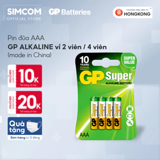 Pin đũa GP chính hãng Alkaline AAA 1.5V vỉ 4 viên dùng điều khiển điều hoà, quạt, tivi, đồ chơi, bền mạnh, lỗi 1 đổi 1