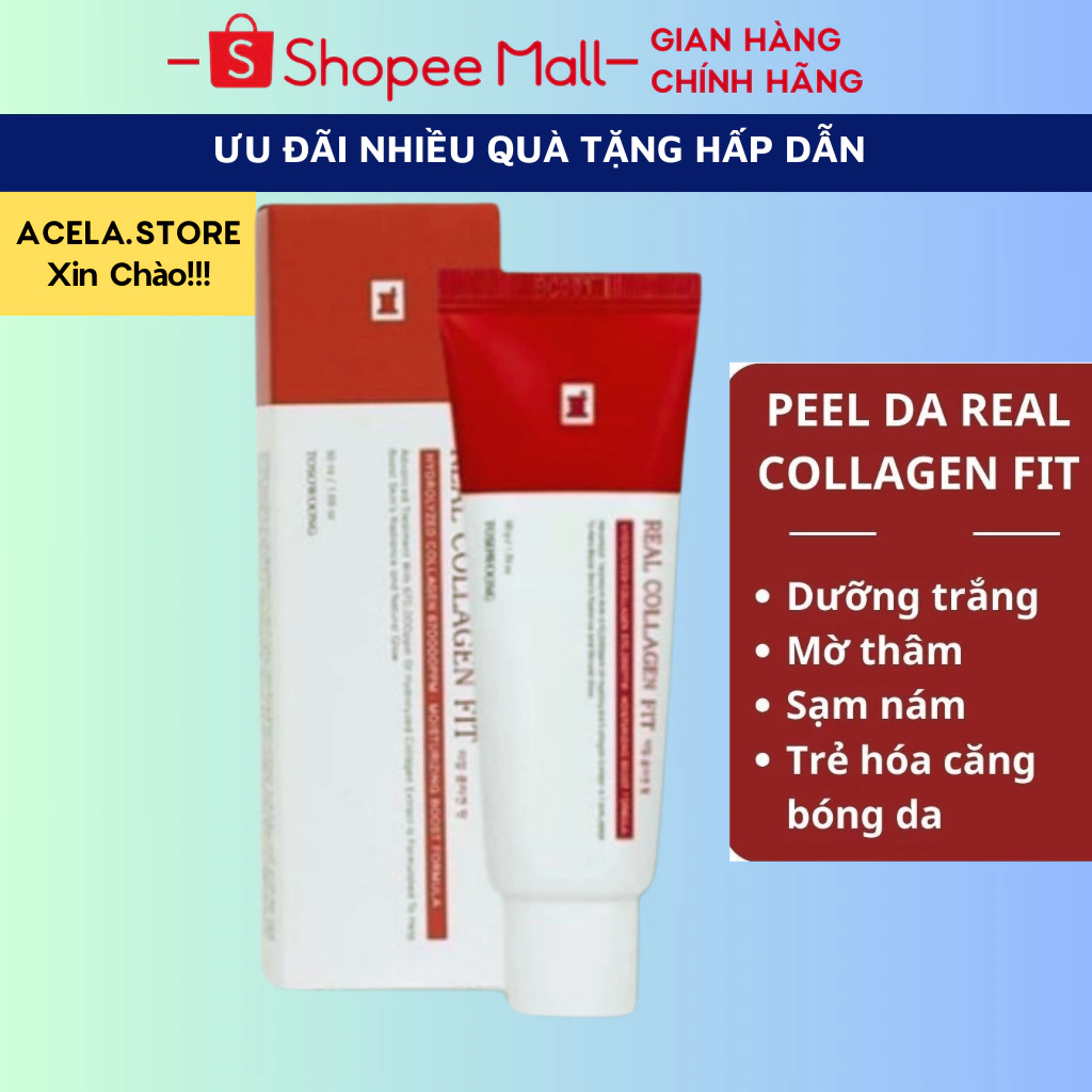 Peel Da Collagen Nano Căng Bóng,Real Collagen Fit 50ml Hàn Quốc Giúp da trắng sáng, mịn màng