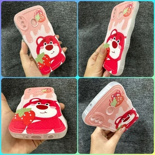 Case ốp lưng Samsung M20 dẻo gấu dâu lotso hồng cute viền lượn sóng chống sốc bảo vệ camera