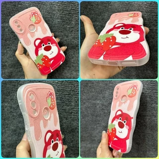 Case ốp lưng Xiaomi redmi note 7 dẻo gấu dâu lotso hồng cute viền lượn sóng chống sốc bảo vệ camera